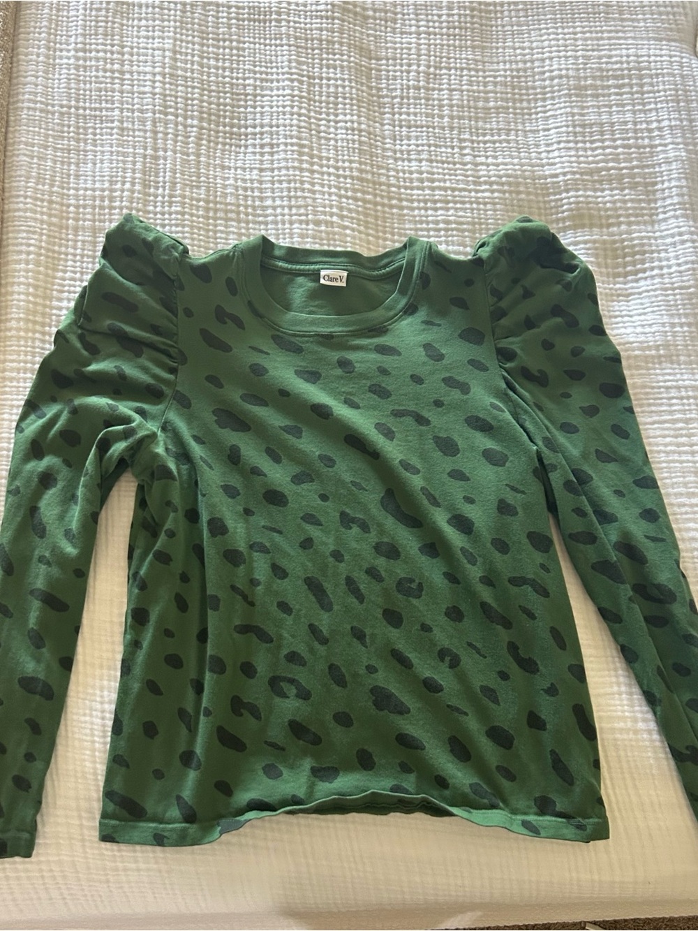 Clare V. Green Crewneck With Subtle Print
